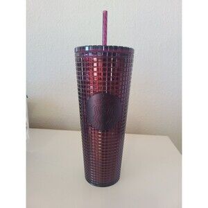 Starbucks 2020 Holiday Grid Red Cold Cup Tumbler 24oz Limited Edition New